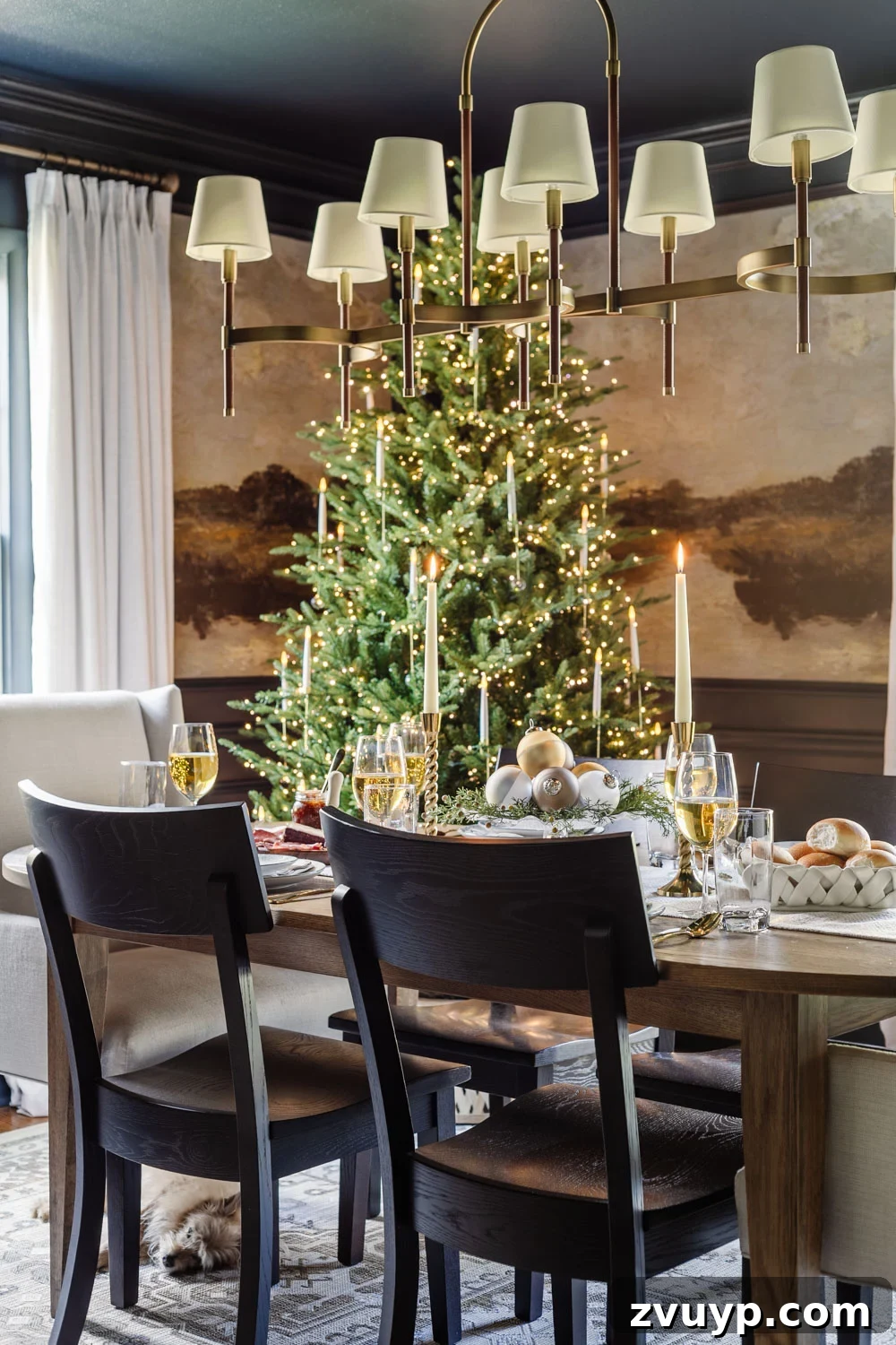 Effortless Holiday Dining Room Styling 12 Christmas dining room decor with tree beside table