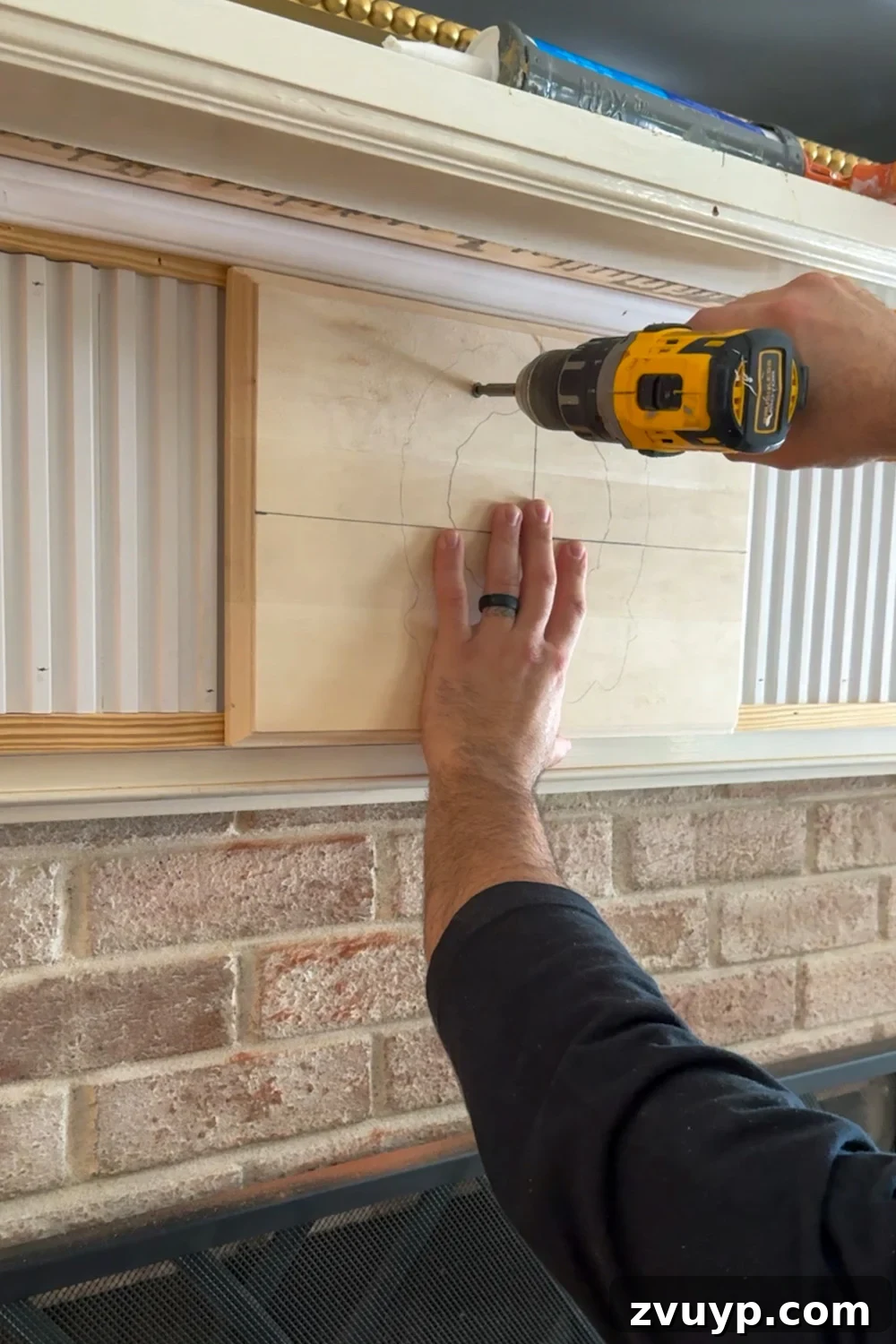Achieve Timeless Elegance DIY Fireplace Molding Makeover 18 attaching overlay plinth to fireplace front