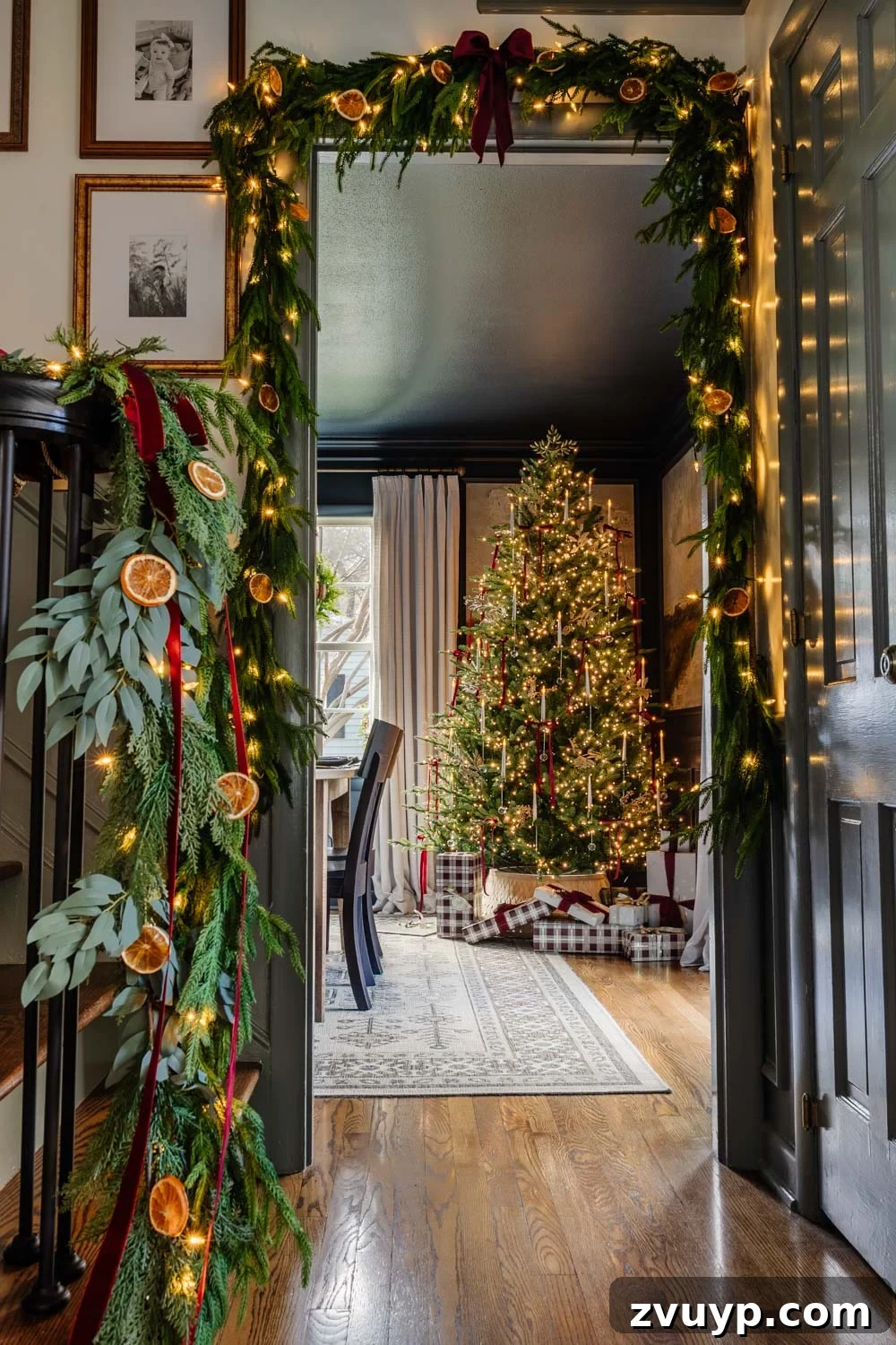Old-World Christmas Entryway Charm 8 how to add lights to unlit garland