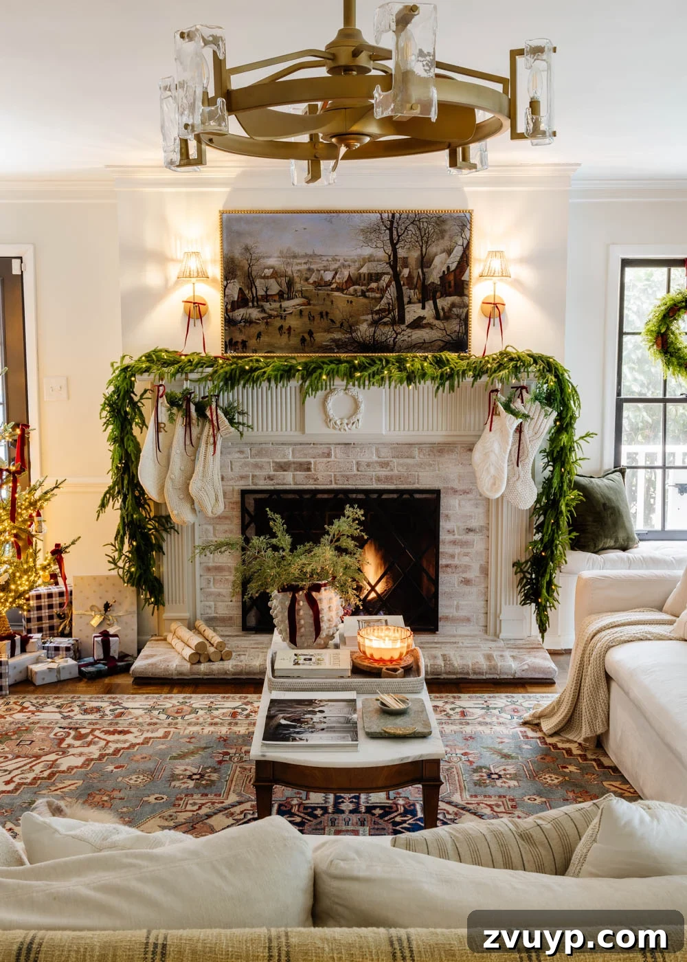 A Modern Colonial Christmas: 2024 Home Inspiration 6 modern traditional colonial christmas home tour living room with elegant holiday decor
