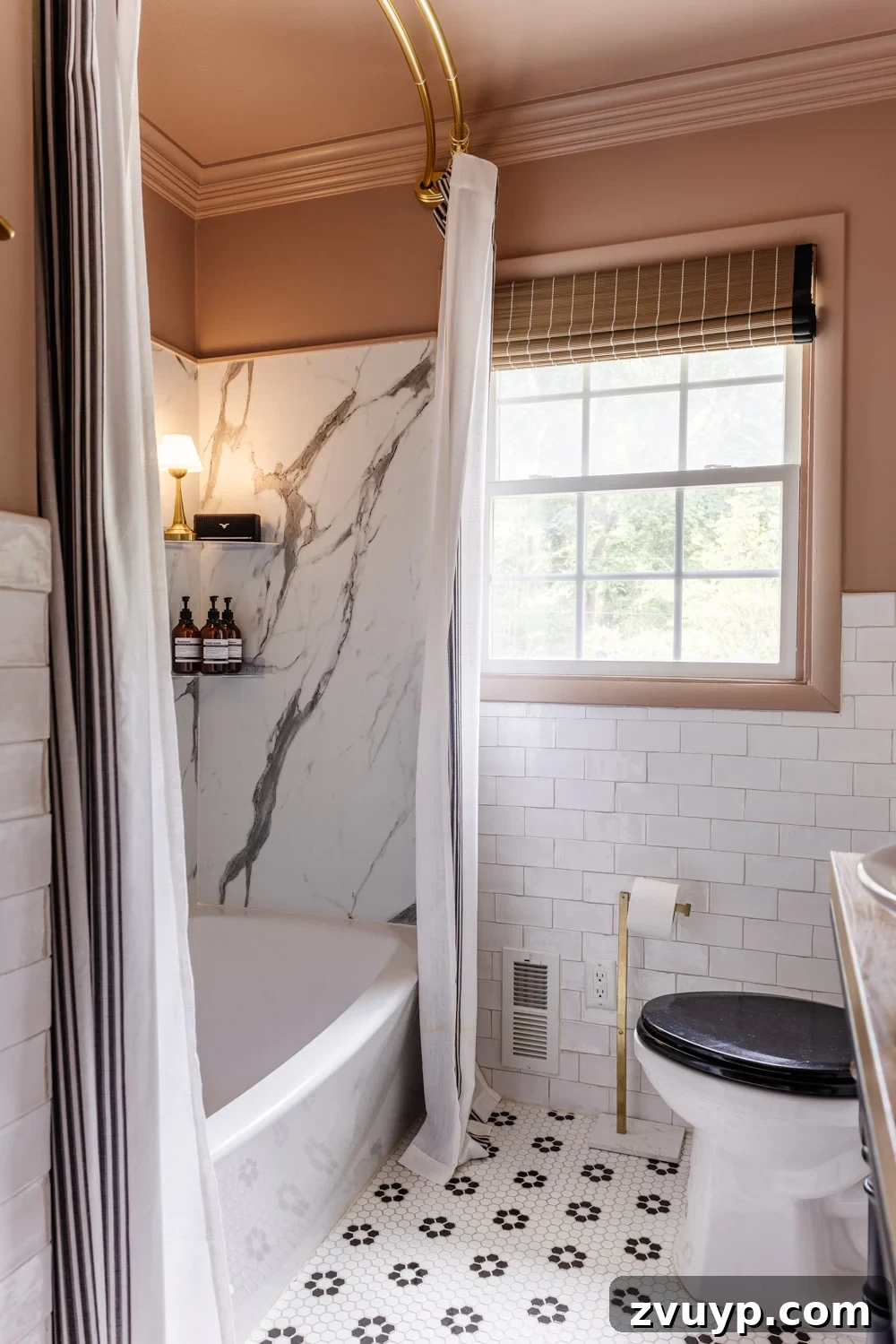 Elevate Your Shower Experience with These Trending Cozy Lights 2 blush pink bathroom with waterproof lamp in shower