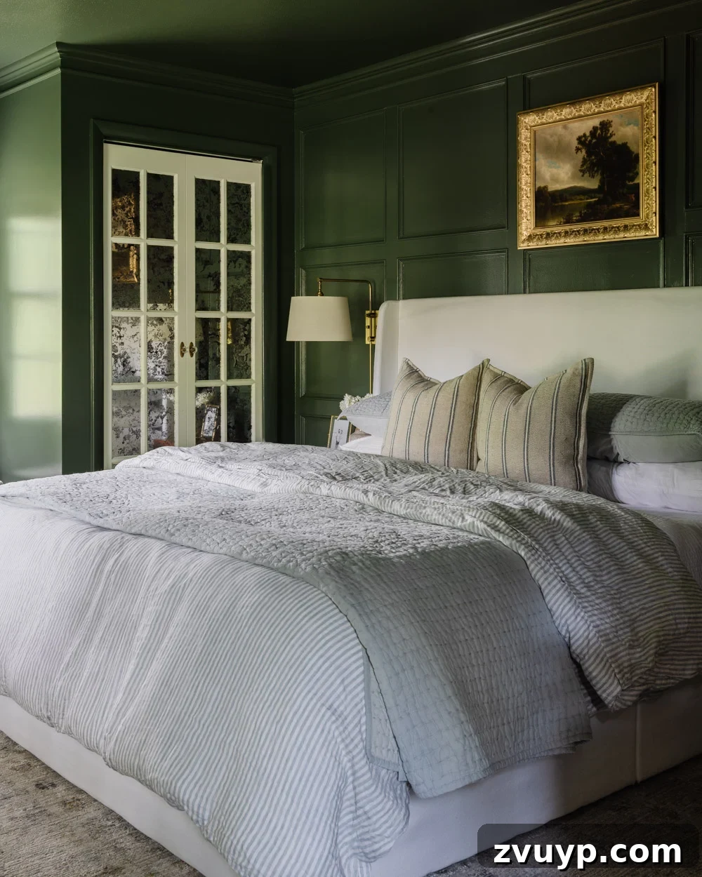 Your Bedroom Deserves the Soothing Embrace of Olive Green 2 Benjamin Moore Vintage Vogue olive green bedroom for a cozy, moody sanctuary
