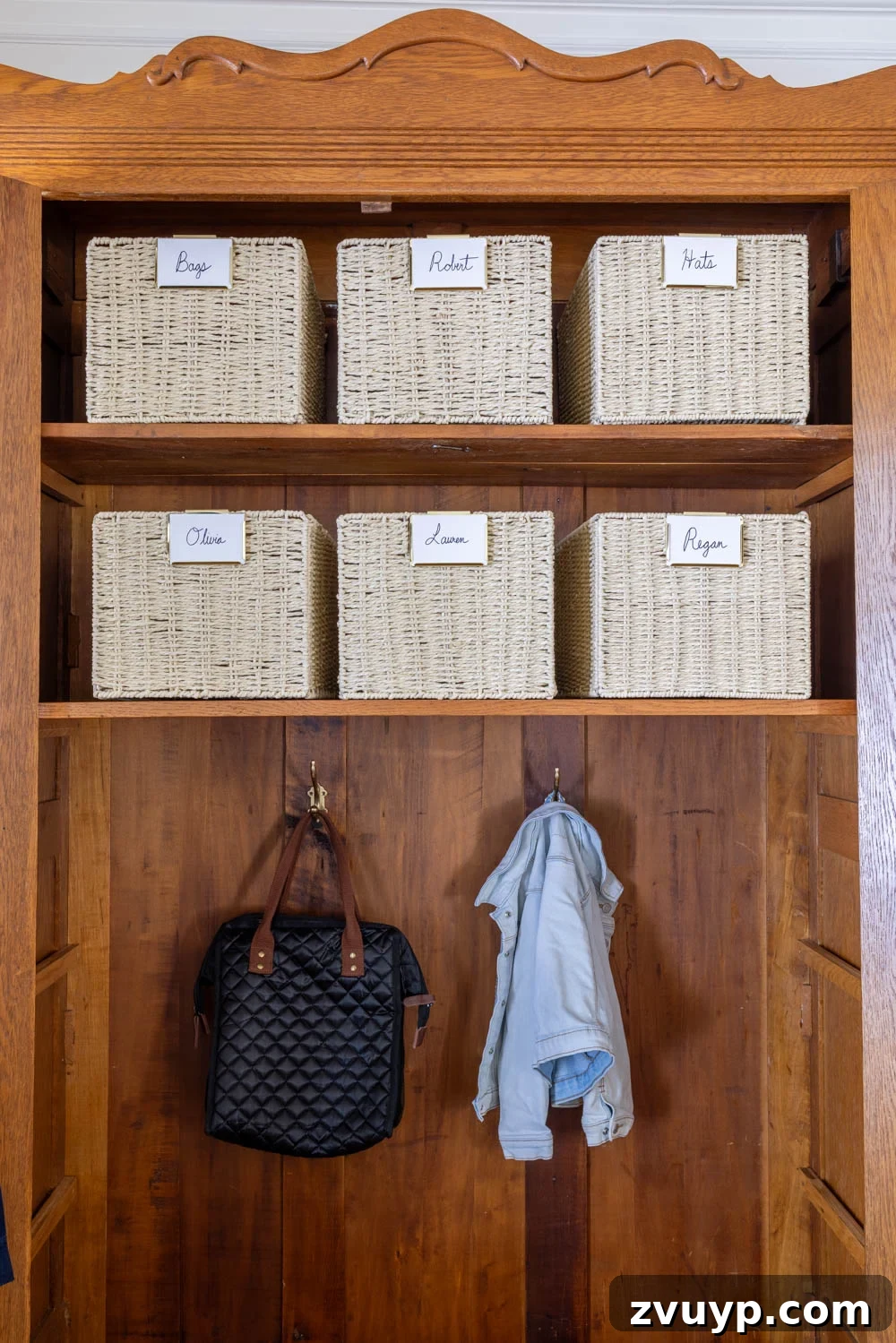Entryway Storage Solved No Mudroom Needed 4 armoire coat closet in an entryway for storage without a mudroom