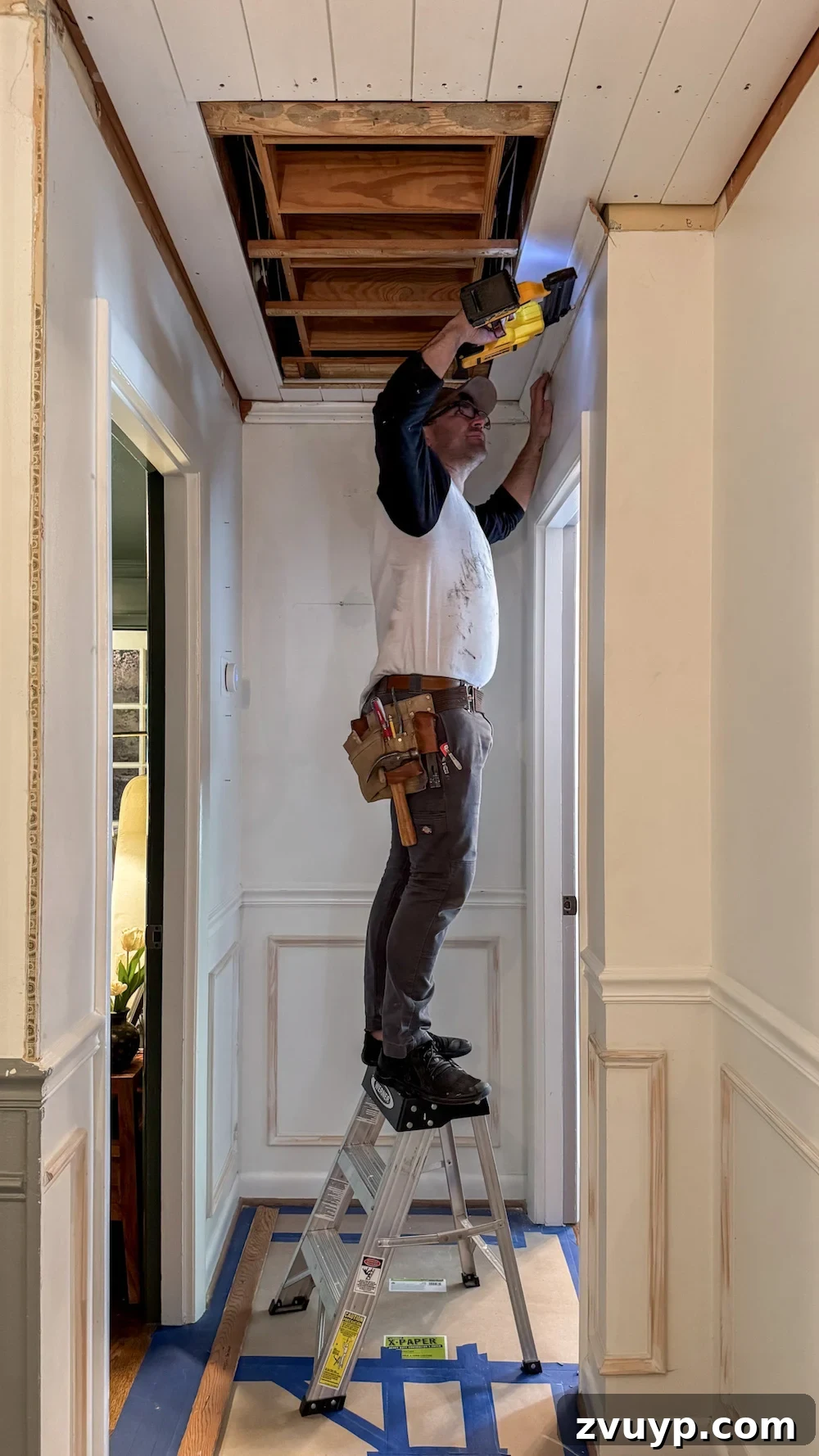 Tongue and Groove Ceiling: Hidden Attic Door Design 13 how to hide attic door in ceiling with tongue and groove