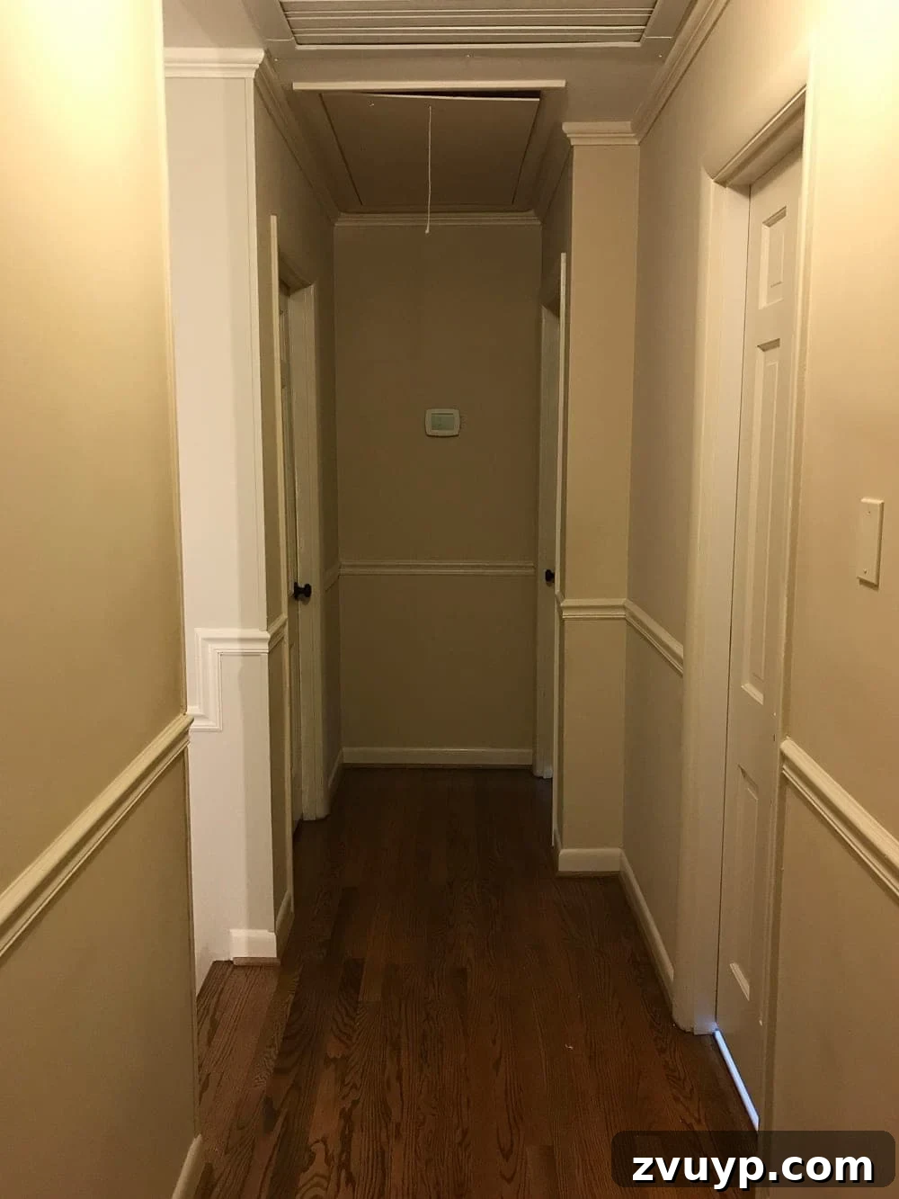 Tongue and Groove Ceiling: Hidden Attic Door Design 19 ceiling attic door in hallway