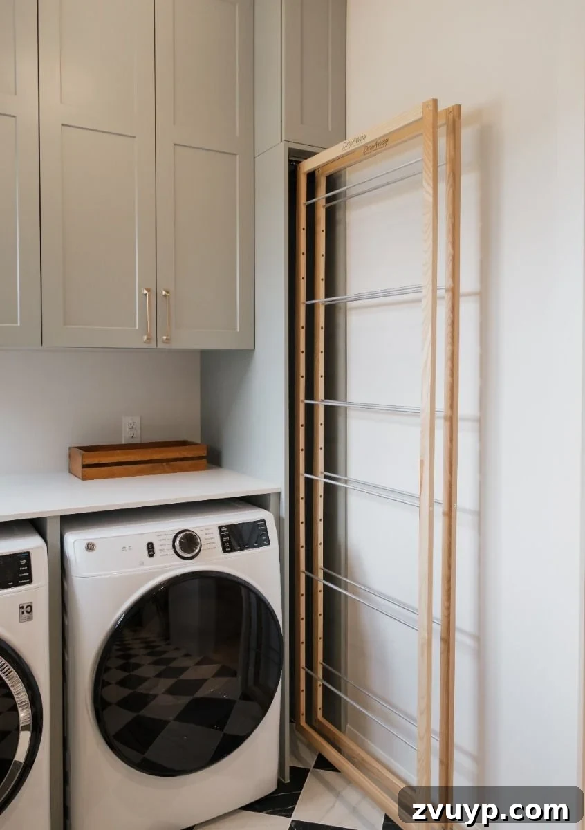 The Clever Laundry Room: Space-Saving Secrets Revealed 19 laundry room dryaway drying cabinet