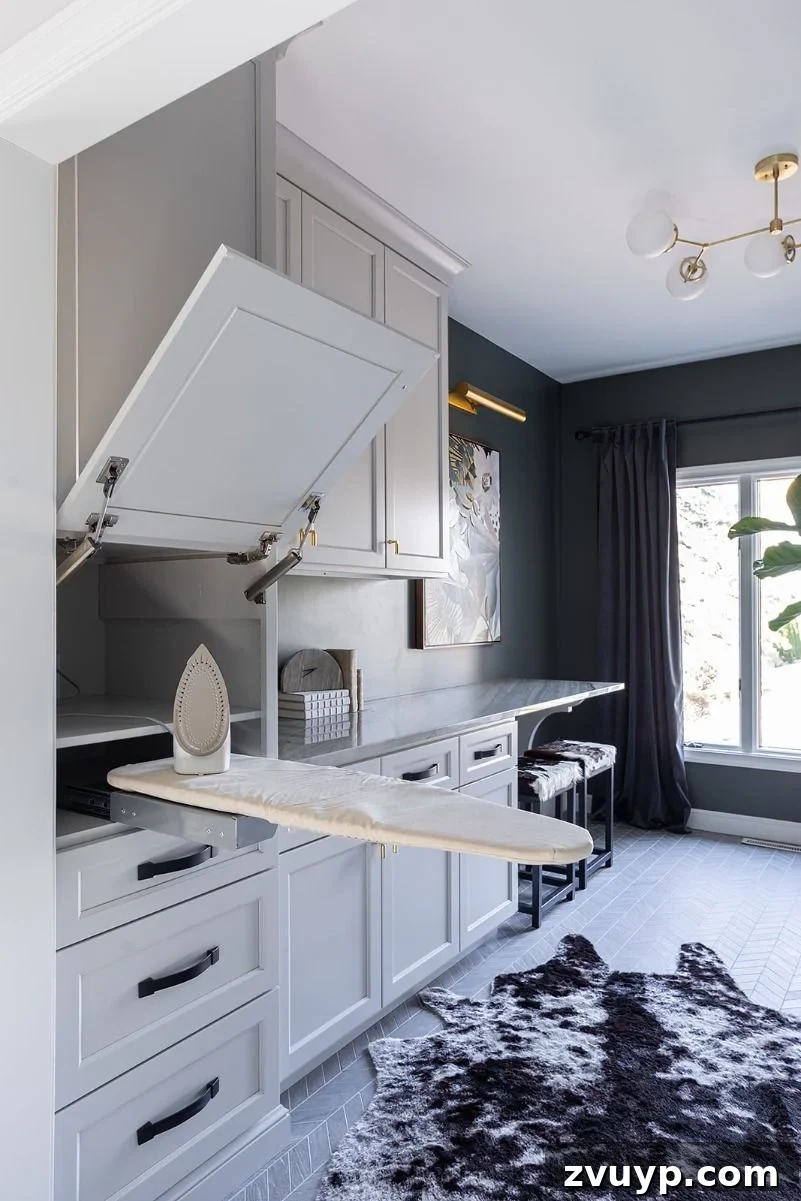 The Clever Laundry Room: Space-Saving Secrets Revealed 8 fold-away ironing board in laundry room