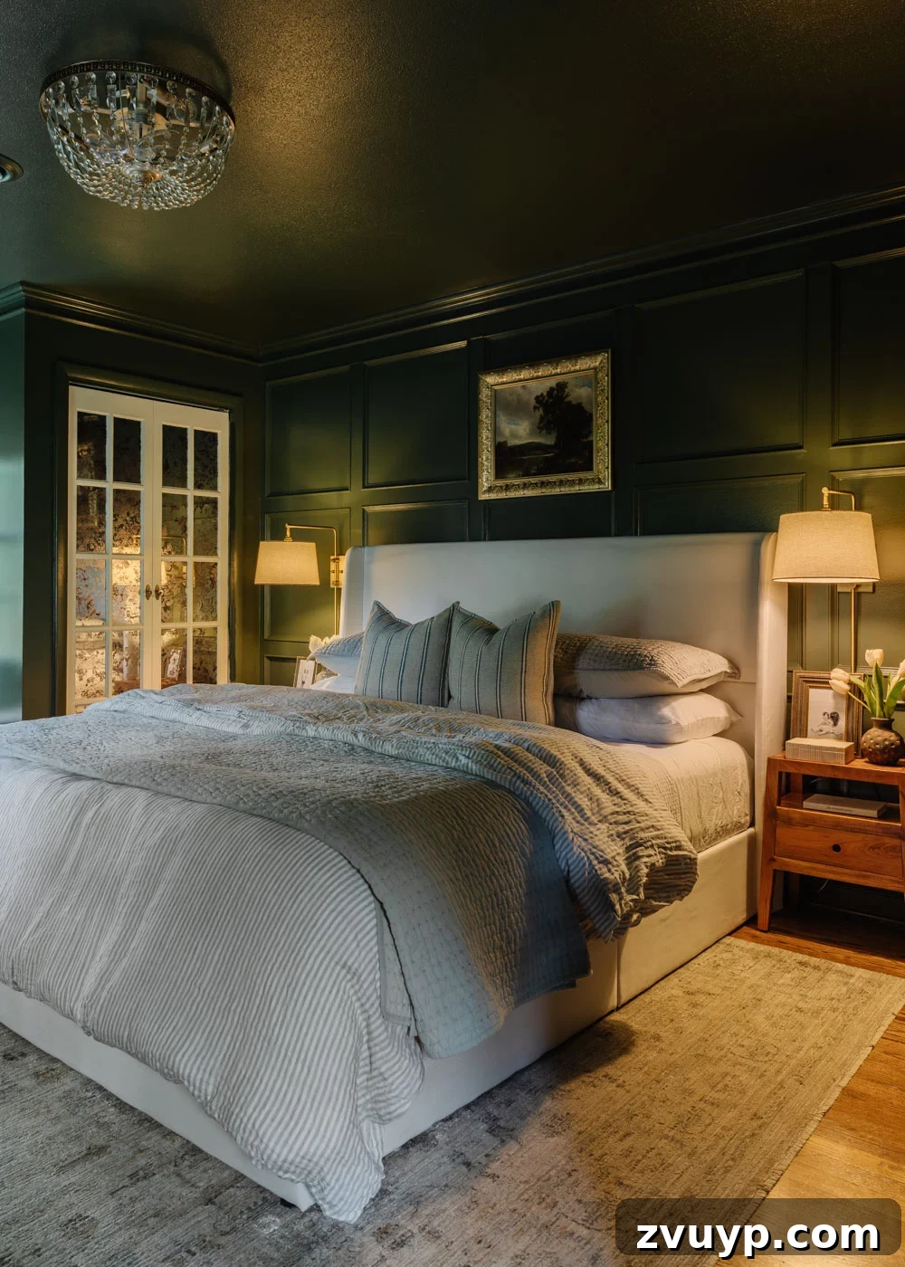 100+ Speedy Home Upgrades for Your Long Weekend Refresh 5 Elegant bedroom featuring a beautiful crystal fandelier as a central light fixture
