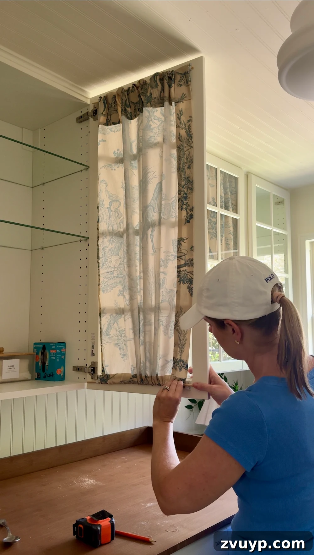 Chic No-Sew Fabric Doors: Clutter Control 16 No Sew DIY Fabric Cabinet Doors That Hide Clutter in Style