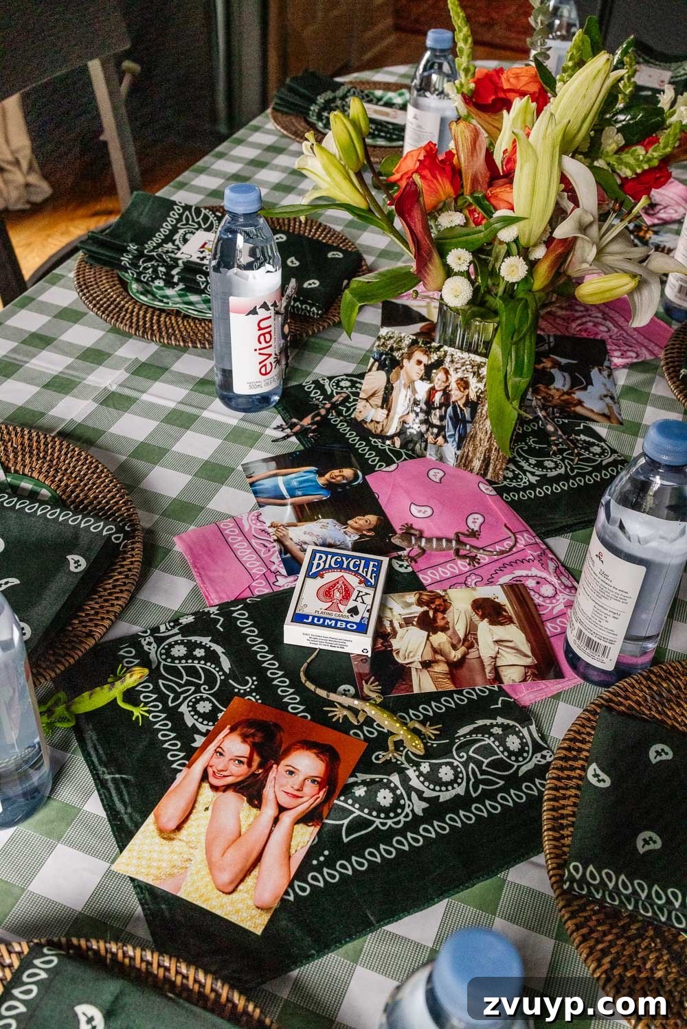 Parent Trap Birthday: Double the Fun, Half the Price 12 Parent Trap decor with movie photos and playing cards