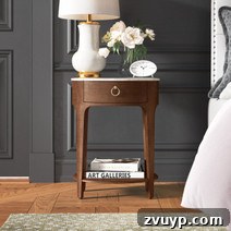 Clever Nightstands: Elevating Tiny Bedrooms with Smart Designs 15 Slim bedside table with a round top and unique legs