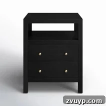 Clever Nightstands: Elevating Tiny Bedrooms with Smart Designs 23 Rustic style slim bedside table with a woven basket