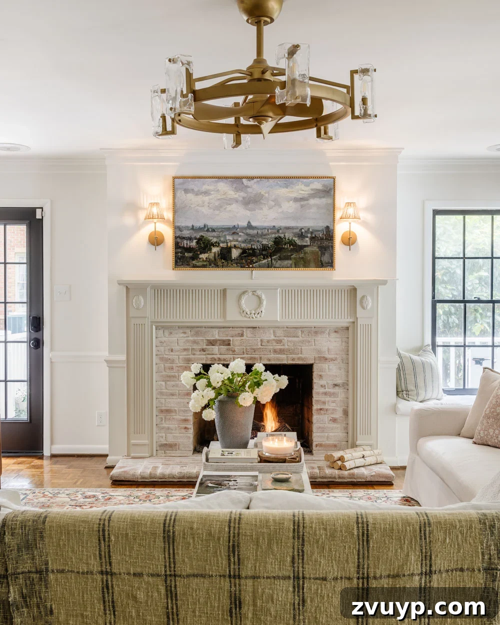 Eight Years Shaping Our Living Room 8 Ornate fireplace molding makeover in a traditional living room setting