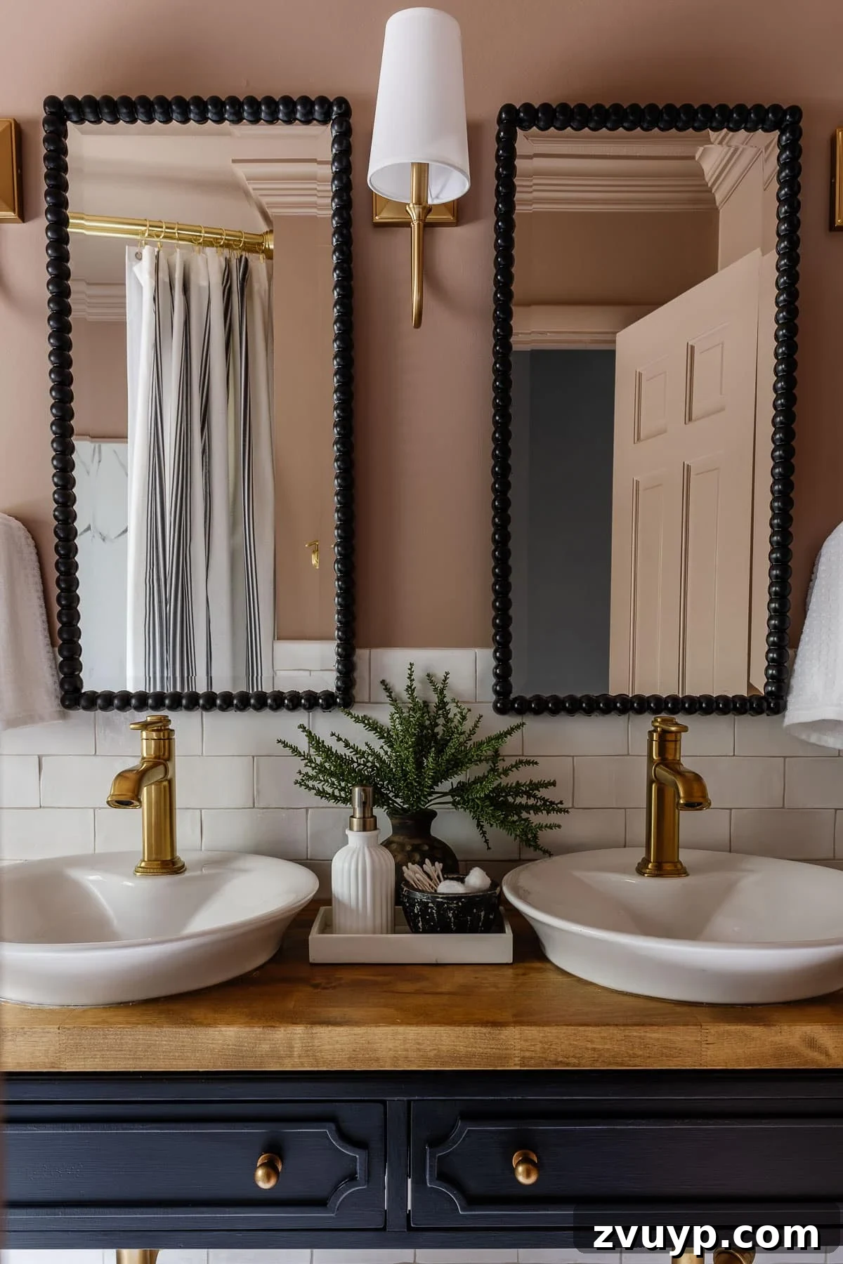 Transform Your Guest Bathroom: Amenities for Ultimate Visitor Comfort 5 mauve bathroom walls with black vanity