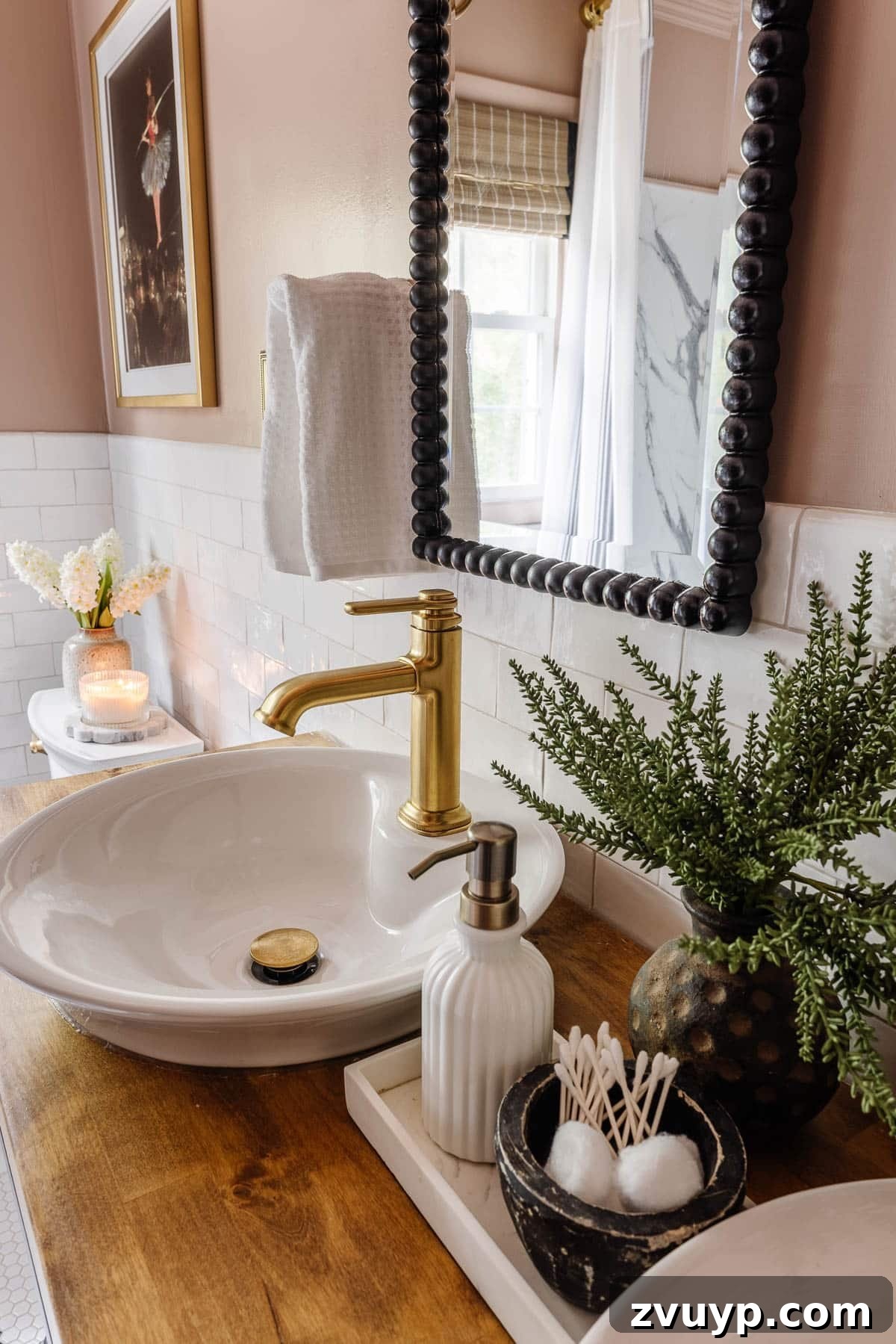 Transform Your Guest Bathroom: Amenities for Ultimate Visitor Comfort 6 vessel sink with gold faucet on console table bathroom vanity