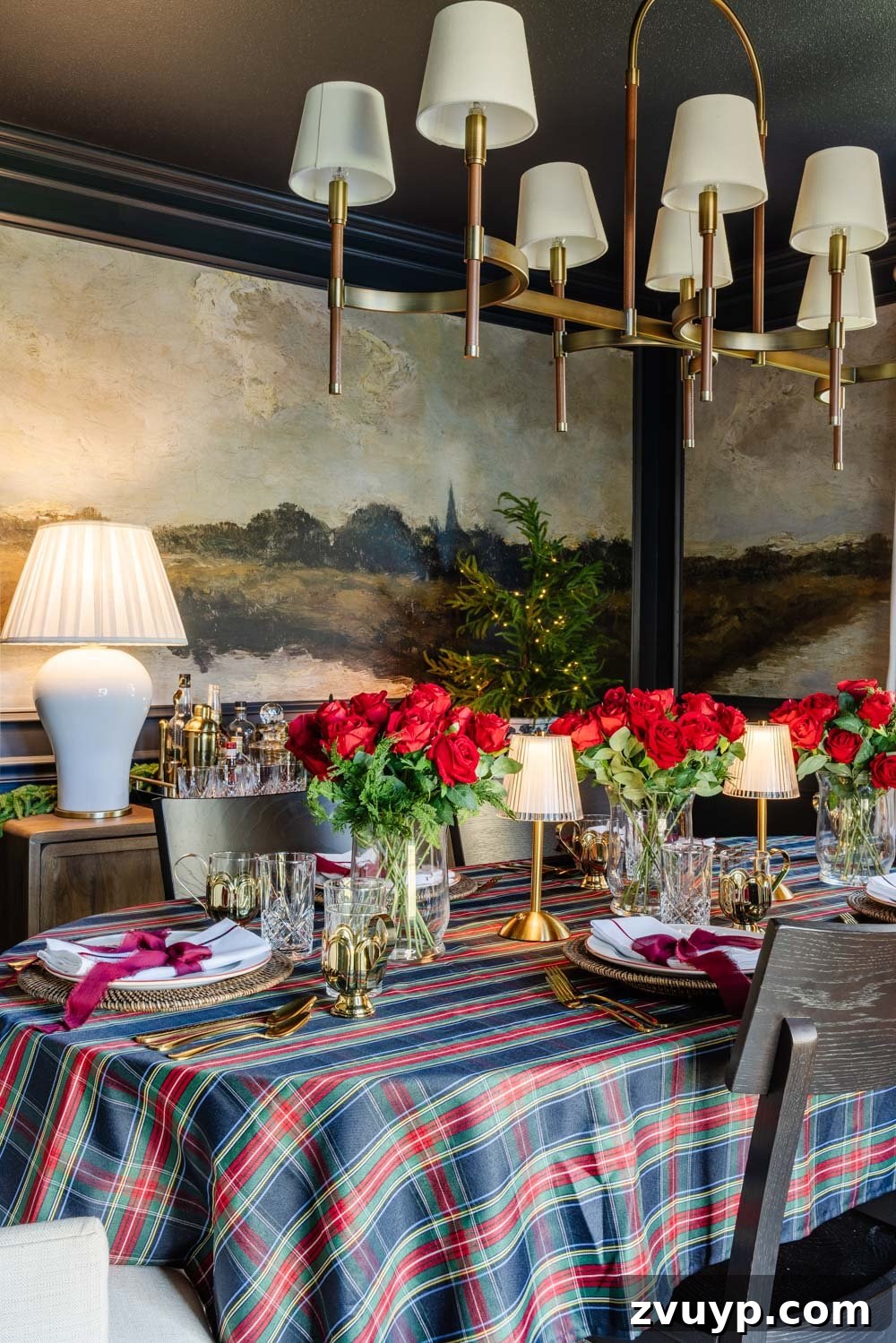 Our Festive Home Tour 12 Simple Christmas Decorating Ideas 3 Christmas Dining Table Decor with Faux Roses