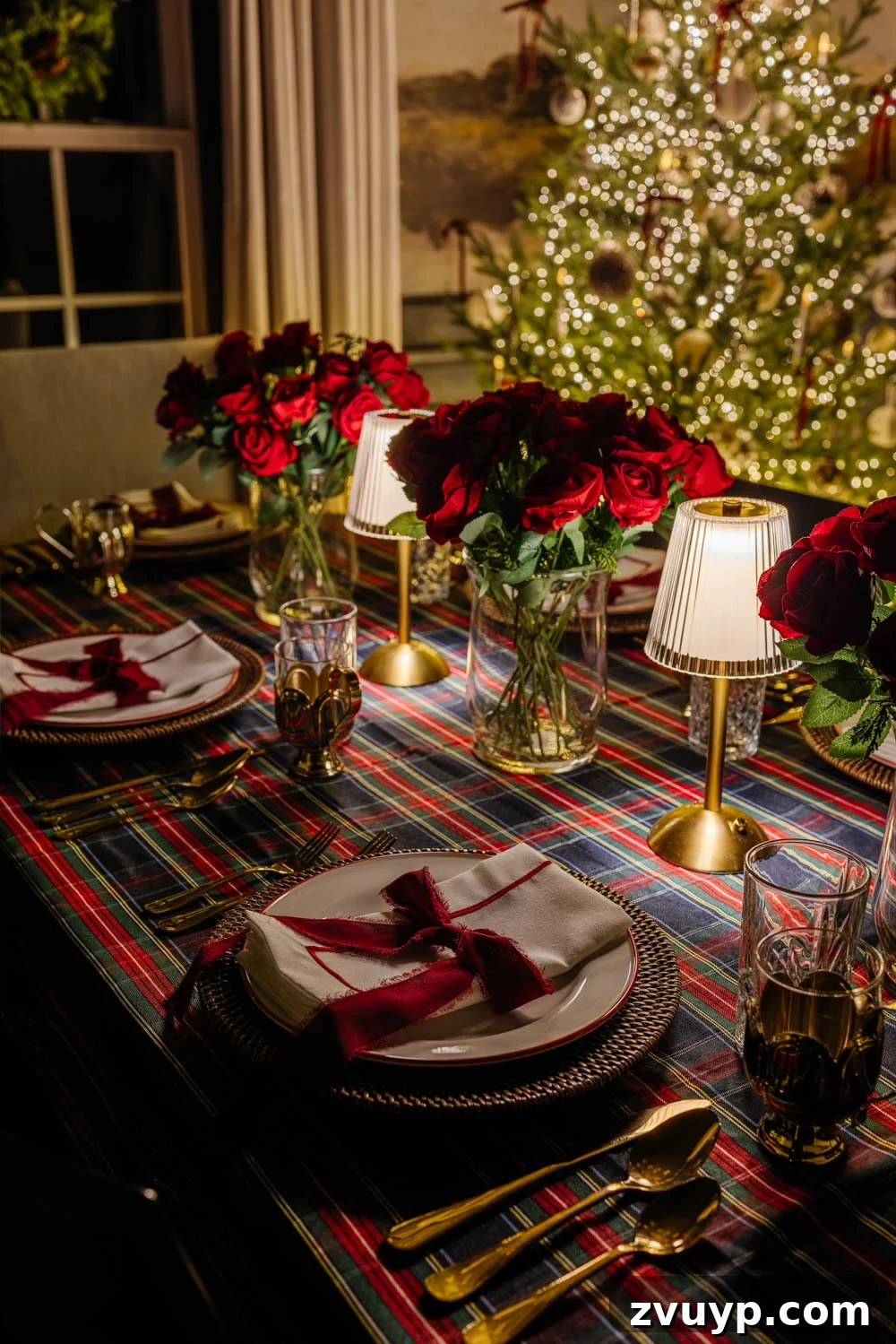 Enchanted Yuletide Candlelight Stroll 2025 11 Close-up of dining room Christmas decor with warm lights