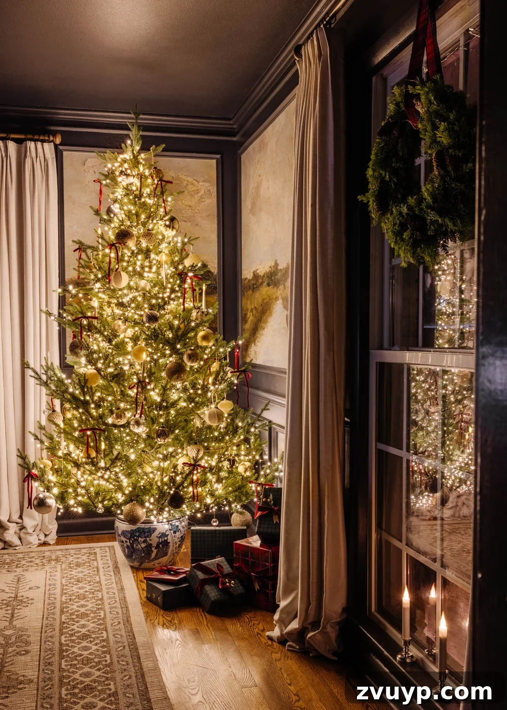 Enchanted Yuletide Candlelight Stroll 2025 3 Modern traditional candlelight Christmas home tour showcasing festive decorations at night