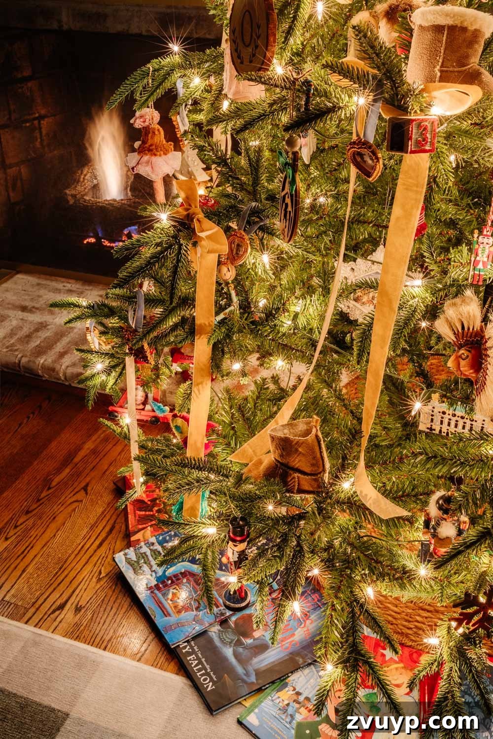 Enchanted Yuletide Candlelight Stroll 2025 21 Christmas storybooks under the tree in a cozy media room