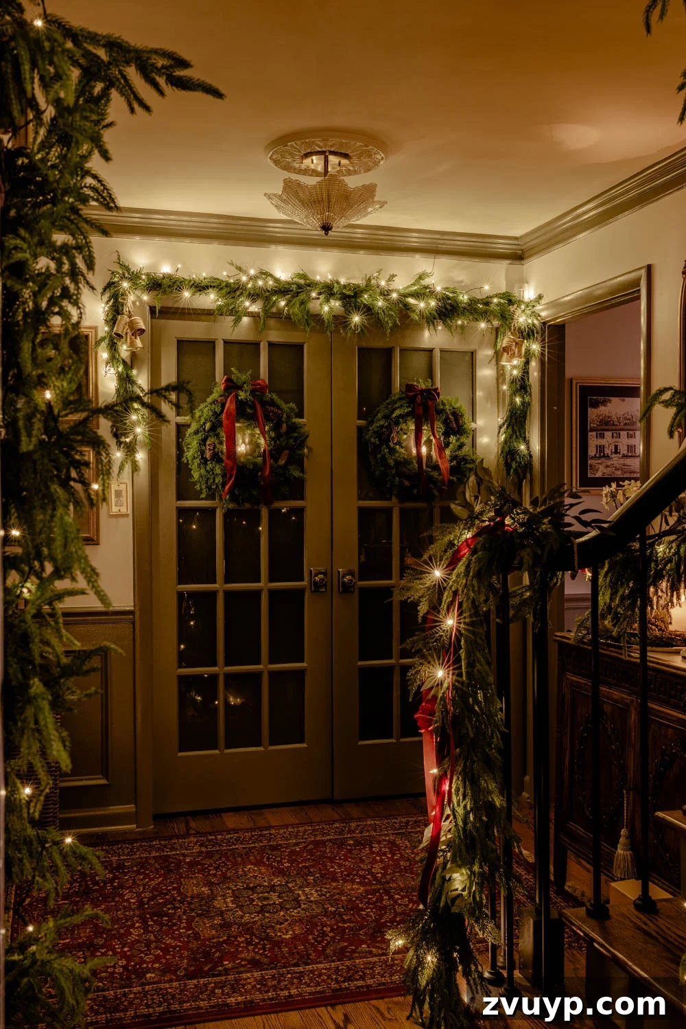 Enchanted Yuletide Candlelight Stroll 2025 5 Beautifully decorated Christmas entryway showing indoor doorway garland