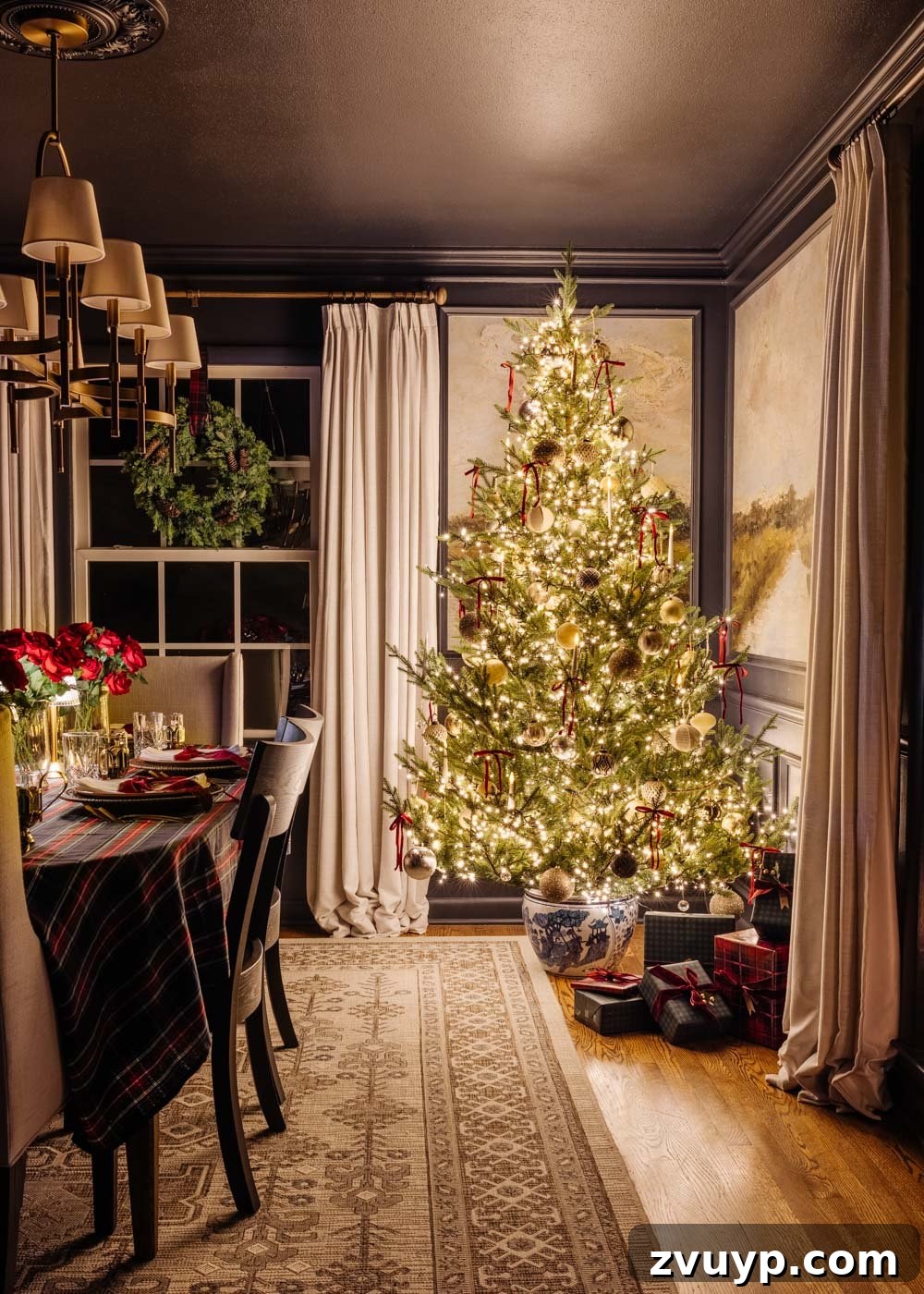 Enchanted Yuletide Candlelight Stroll 2025 6 Modern traditional candlelight Christmas home tour with elegant dining room decor