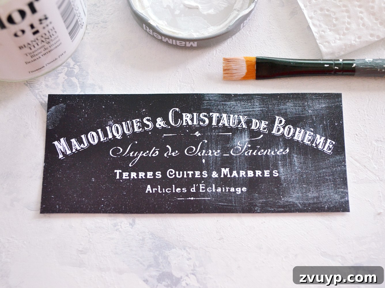 Chic French Printable Chalkboard Labels Free 11 Applying dry brush paint with linear motions to French labels