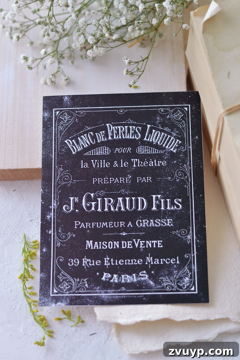 Chic French Printable Chalkboard Labels Free 25 Close-up of a rustic French Chalkboard Label on a gift or decorative item