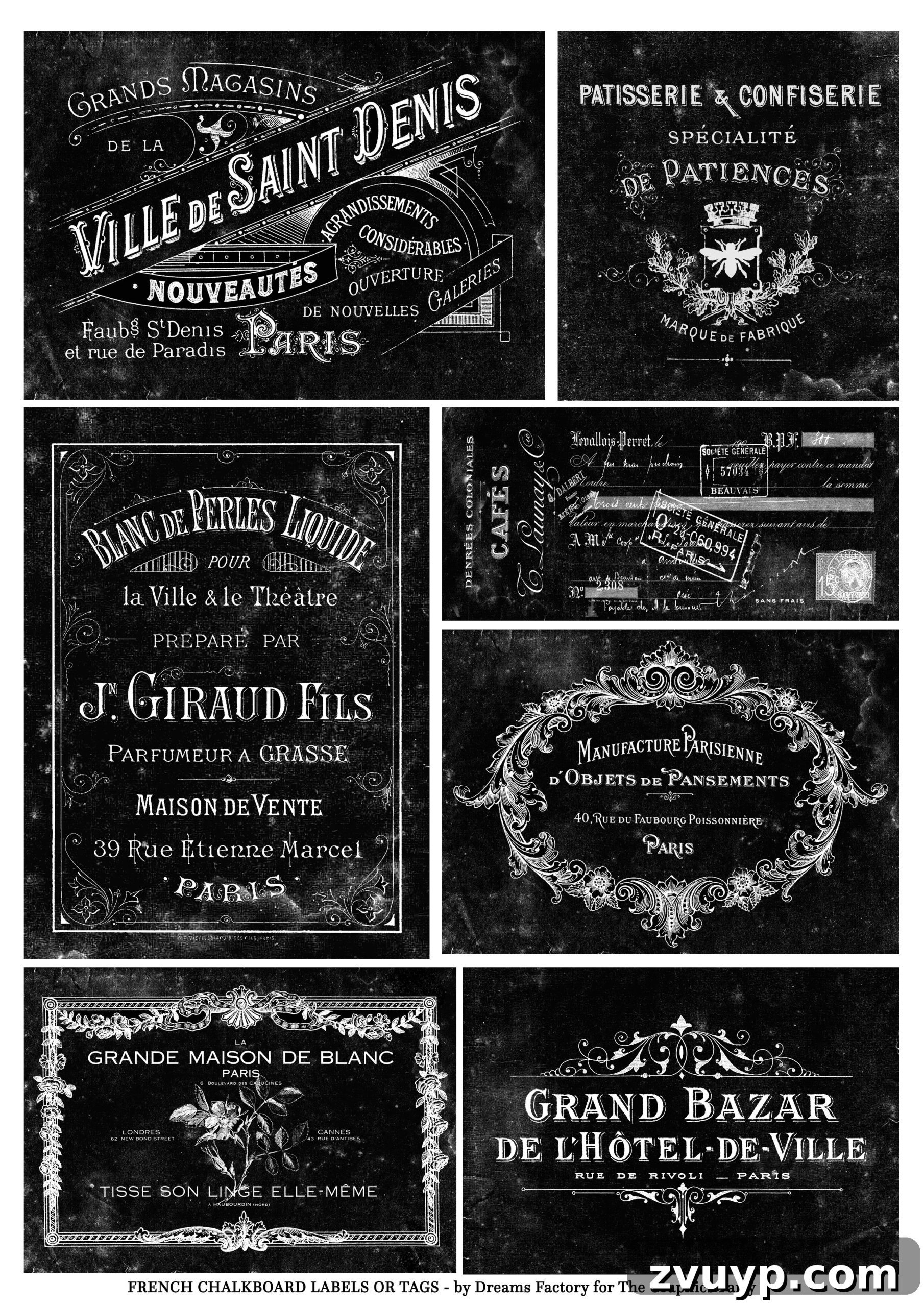 First sheet of free French chalkboard labels for download
