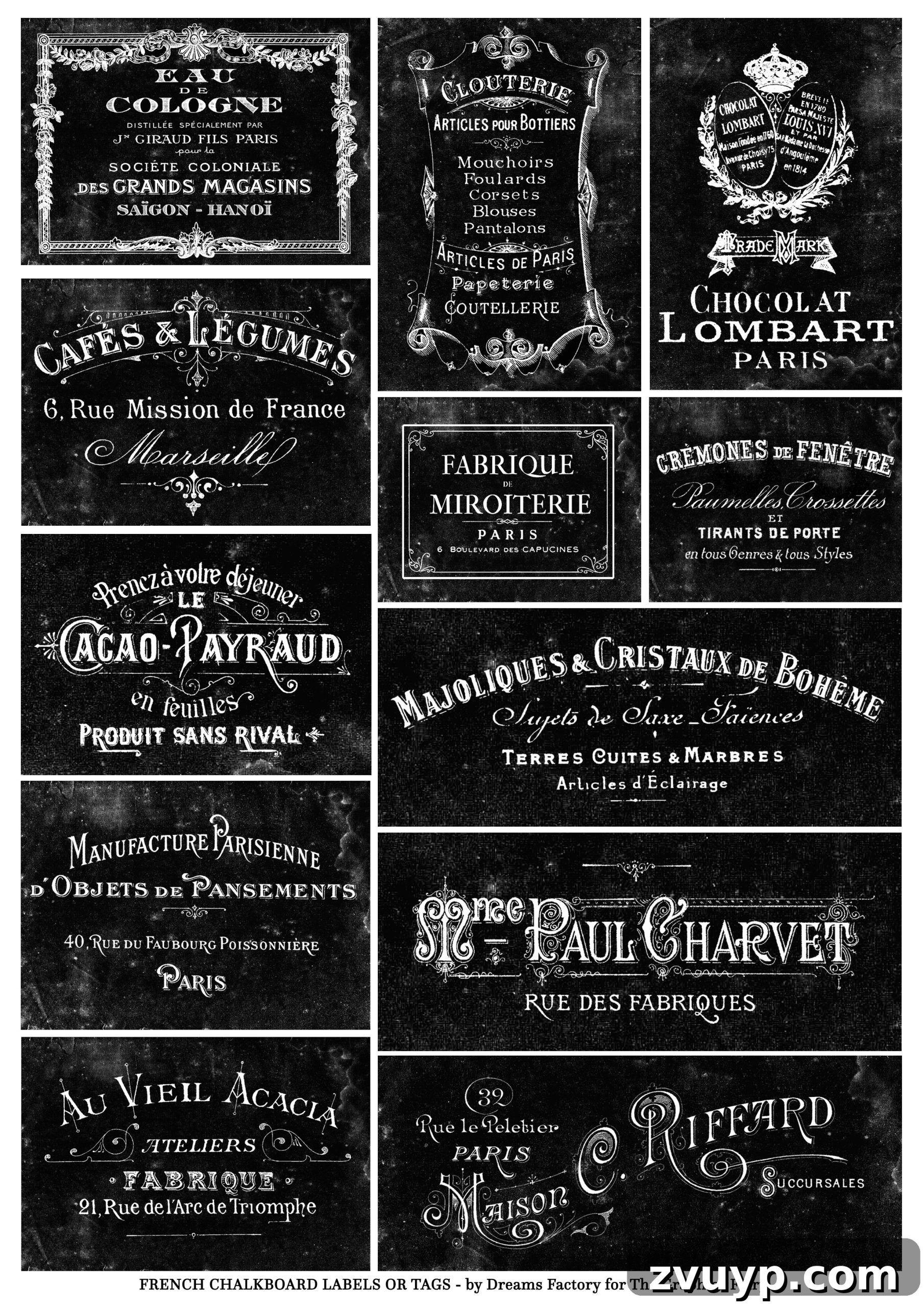 Second sheet of free French chalkboard labels for download