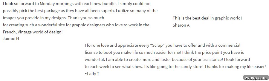 Vintage Nature's Library: Premium Creative Resources 2 Testimonials from delighted Graphics Fairy Premium Members