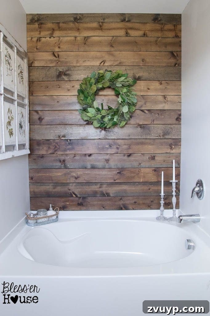Weathered Wood Plank Wall in Bathroom with Moisture Protection