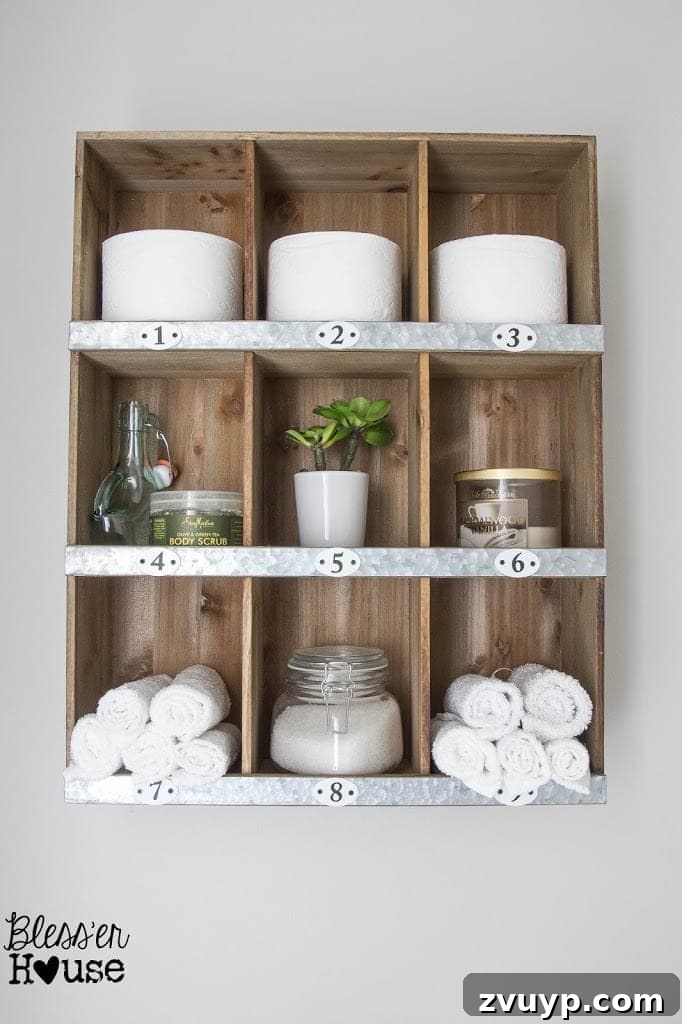Cubby Shelf Contents: Washcloths, Bath Salts, Candles