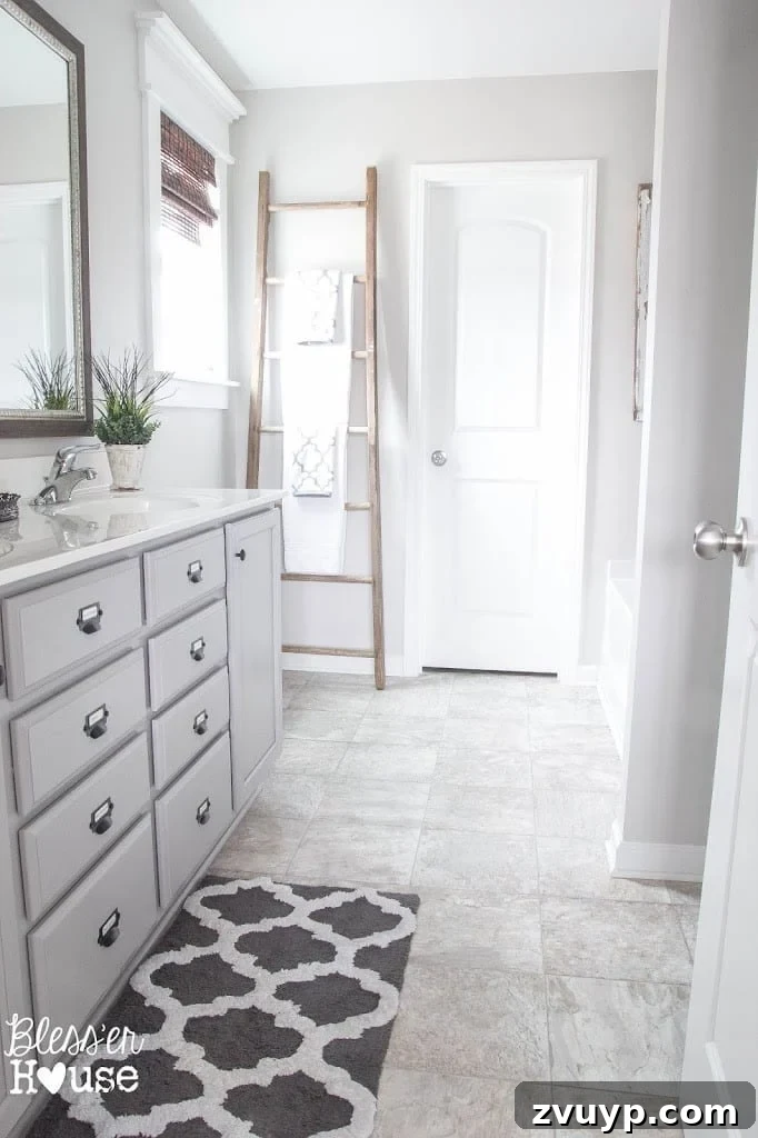 Rustic Industrial Bathroom Vanity with Painted Cabinets