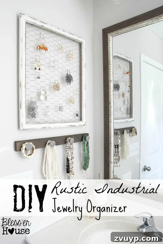 DIY Rustic Industrial Jewelry Wall Organizer
