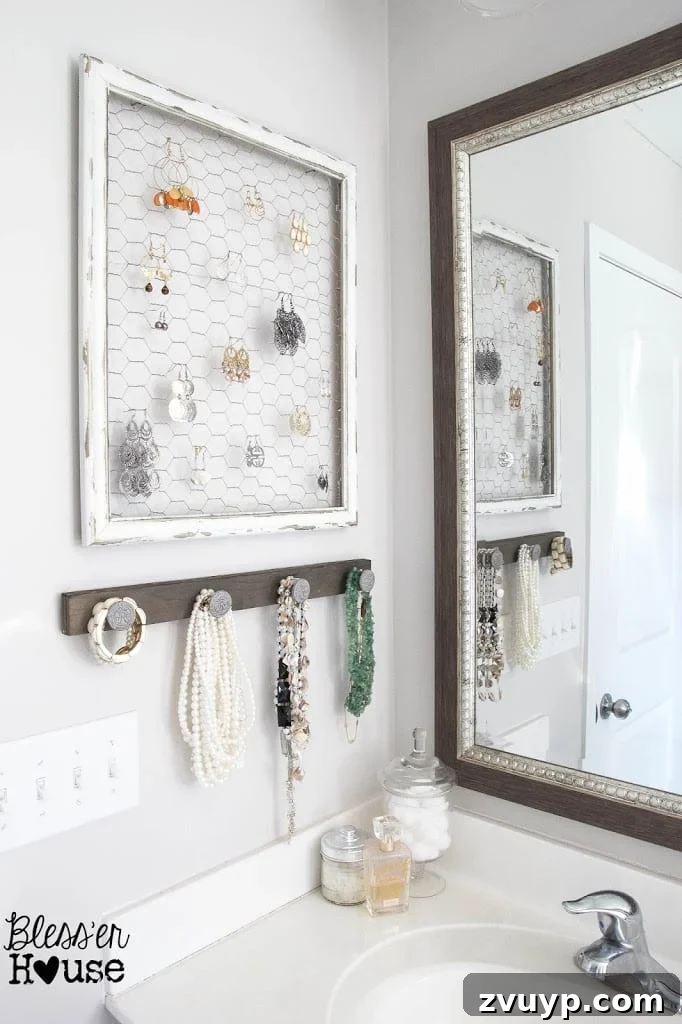 DIY Rustic Industrial Jewelry Wall Organizer