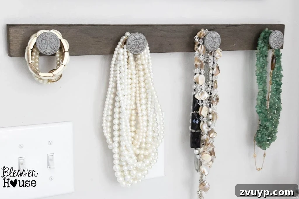 DIY Rustic Industrial Jewelry Wall Organizer