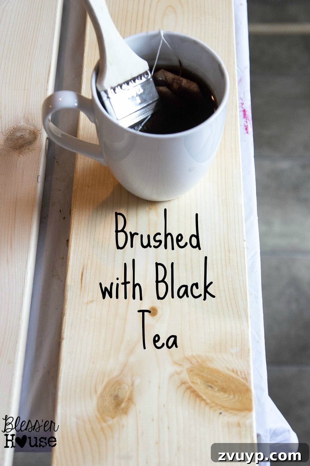 Simple Vinegar and Steel Wool Wood Stain Recipe 6 The initial step in this all-natural wood stain method involves brushing the lumber generously with a potent black tea mixture, steeped for over 24 hours to maximize tannin content.