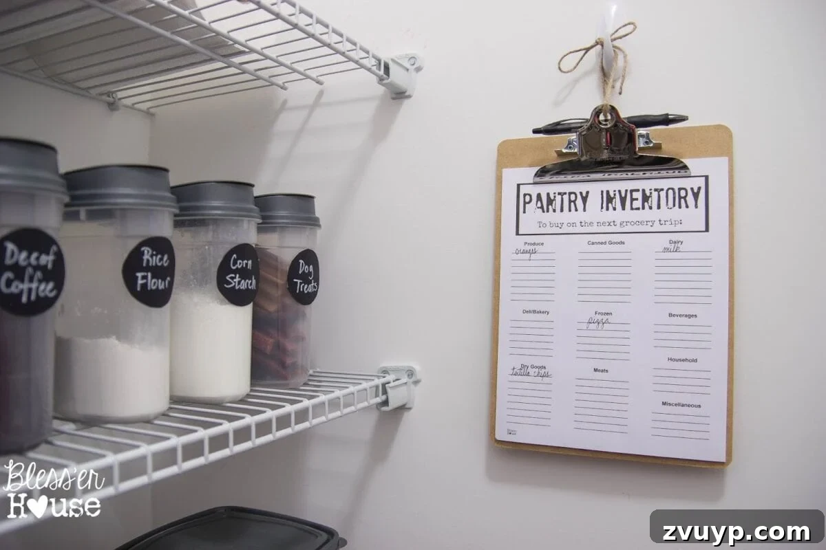 Full view of the clean and organized pantry