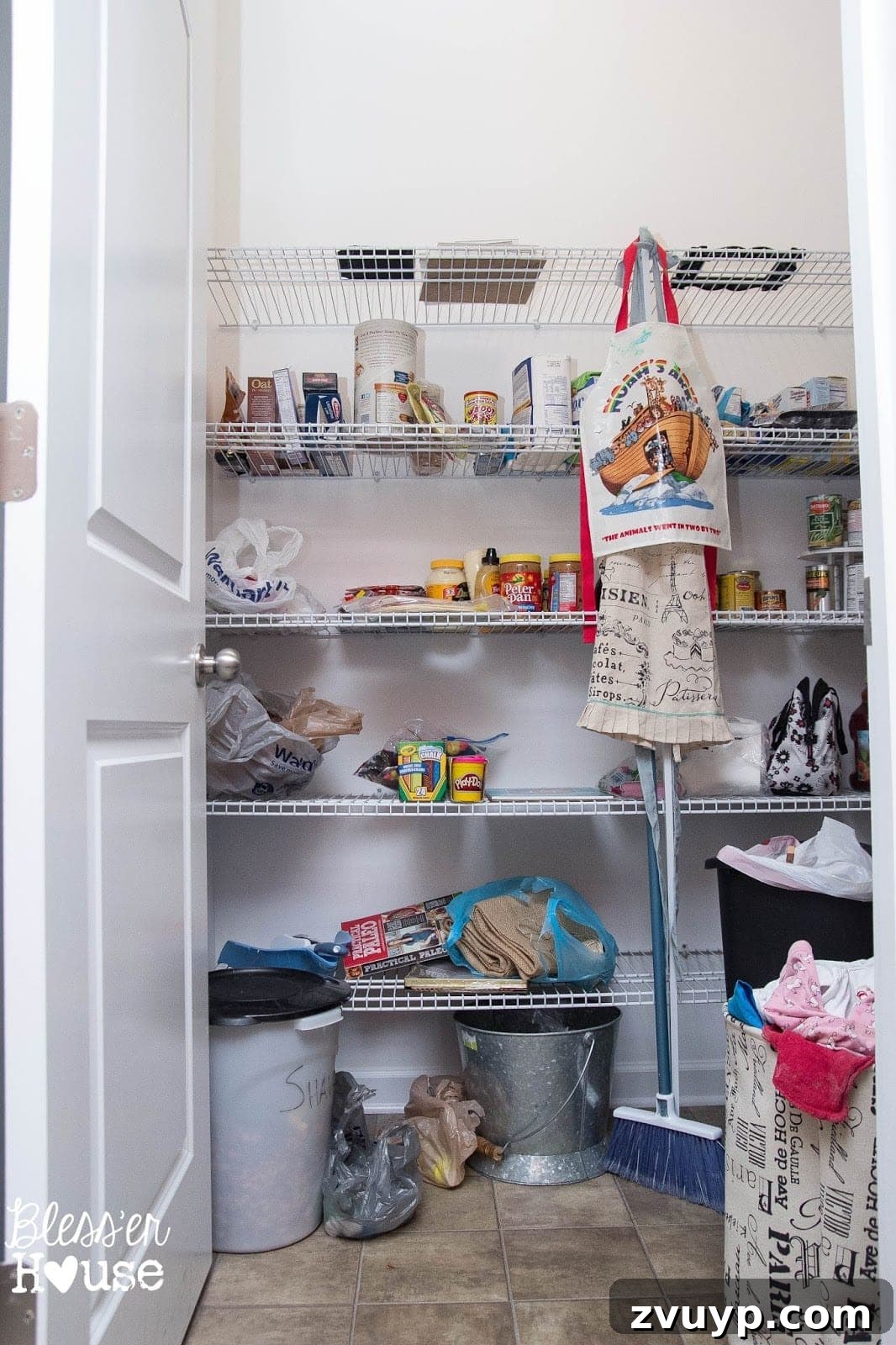 Disorganized pantry before makeover