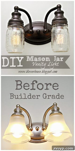 DIY Mason Jar Vanity Light