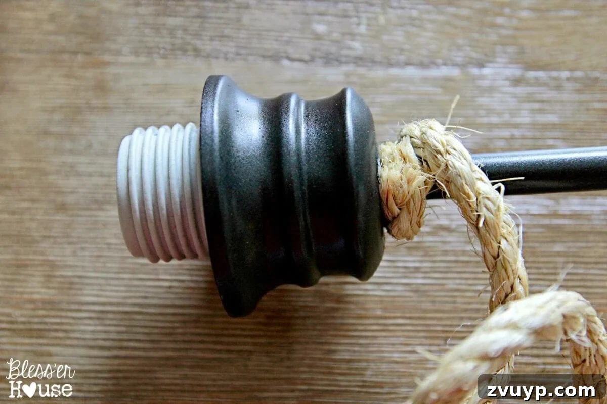 Wrapping Pendant Light Downrod with Sisal Rope