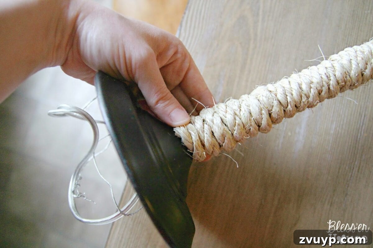 Finished Sisal Rope Wrapped Pendant Light Downrod