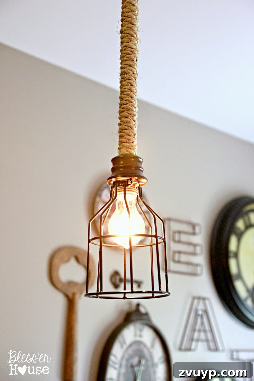 Completed Industrial Pendant Light with Edison Bulb