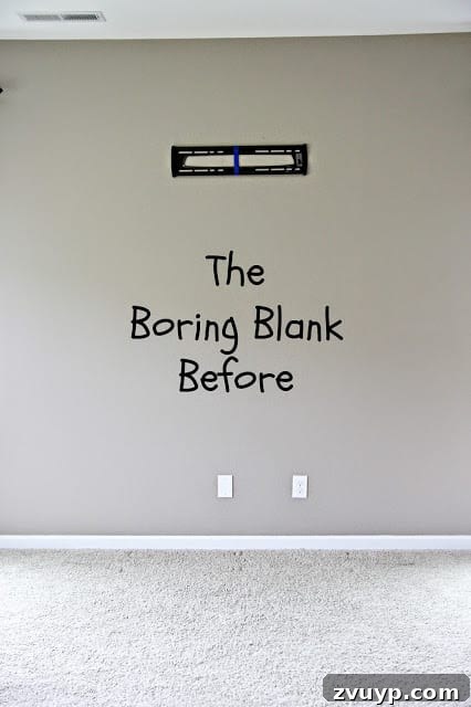 Living room before faux fireplace installation