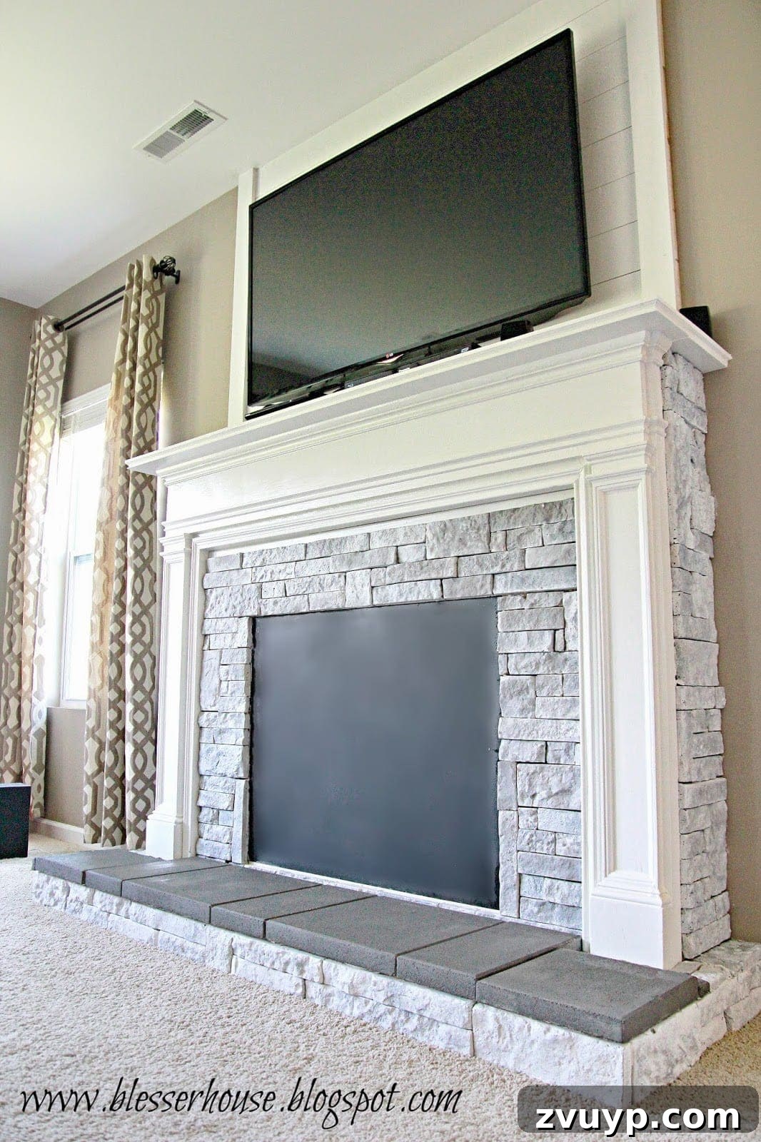 DIY Faux Fireplace Media Console: Finishing the Project 23 Nearly Completed Faux Fireplace
