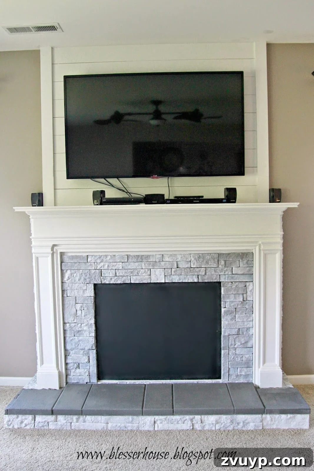 DIY Faux Fireplace Media Console: Finishing the Project 24 Cords and Electronics Before Hiding