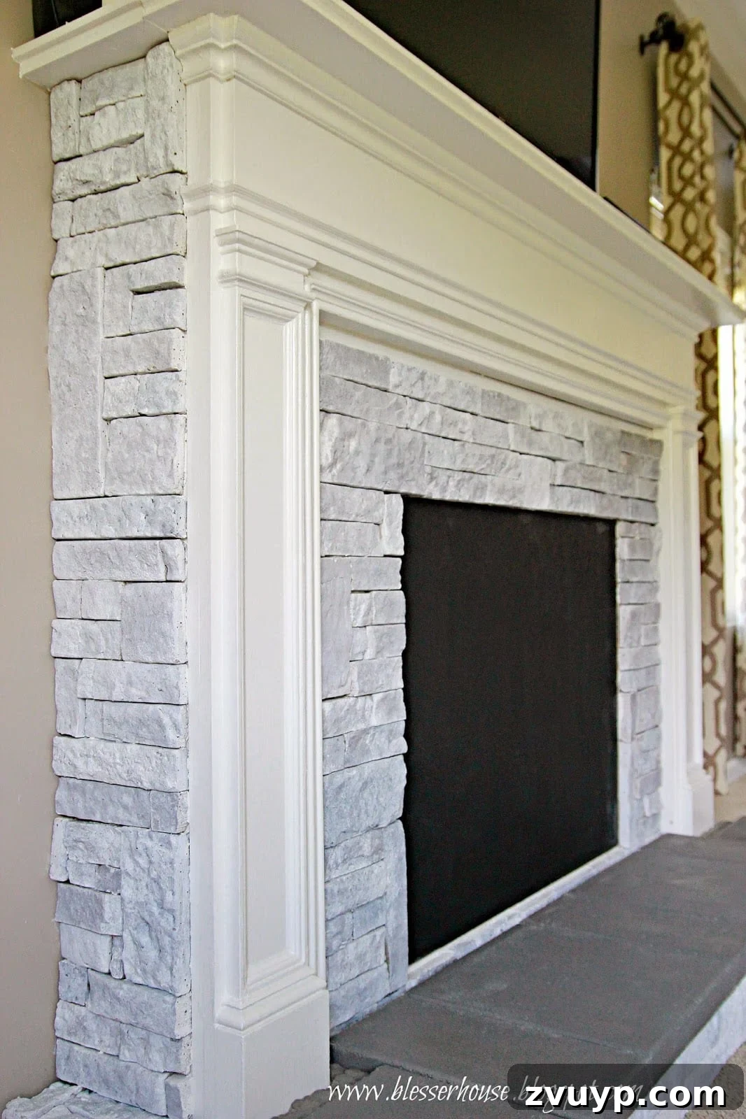 DIY Faux Fireplace Media Console: Finishing the Project 25 Mantel with TV Above Faux Fireplace