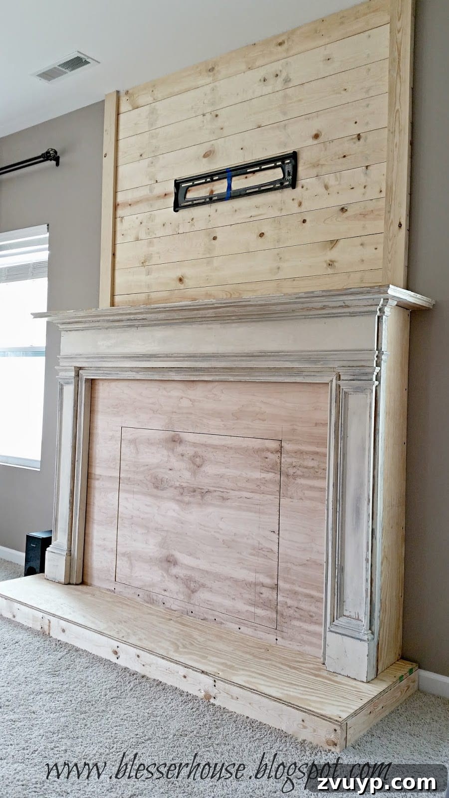 Completed plank wall ready for paint