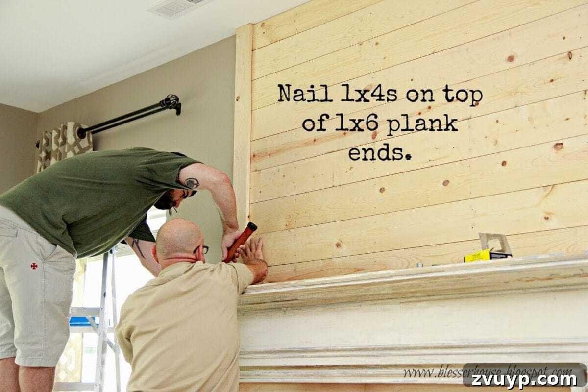 Adding 1x4 trim pieces to the sides of the plank wall