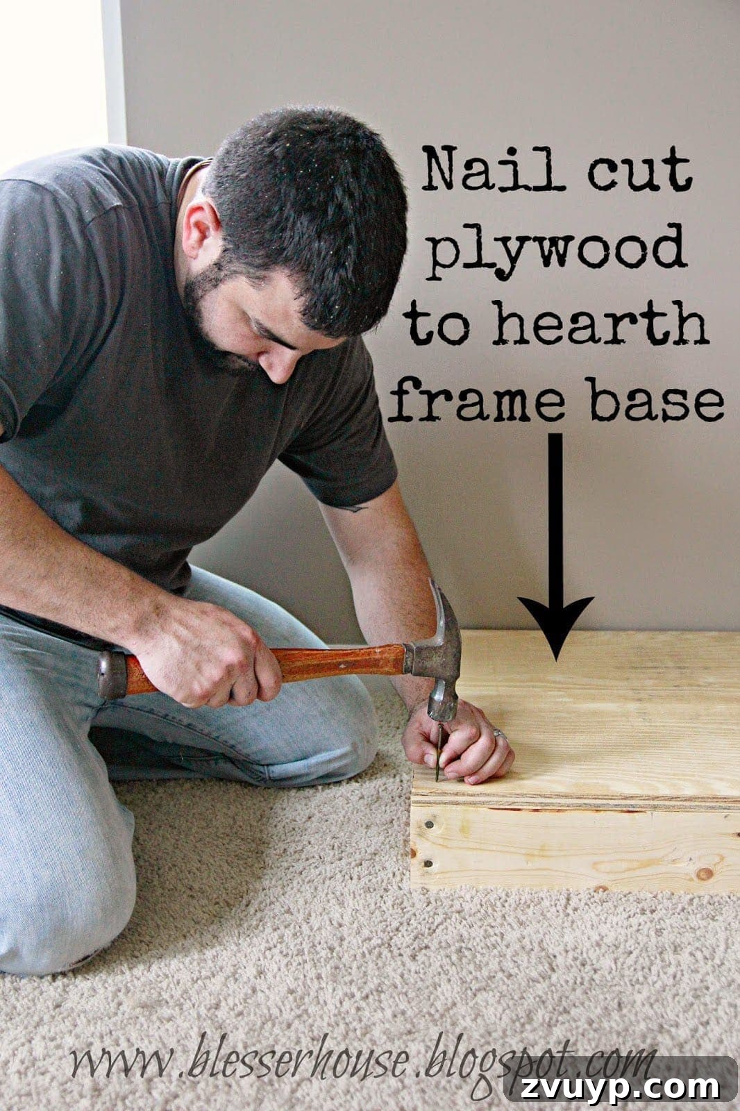 Nailing hearth top to frame